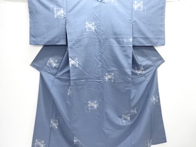 アンティーク　花模様織出し手織り紬着物